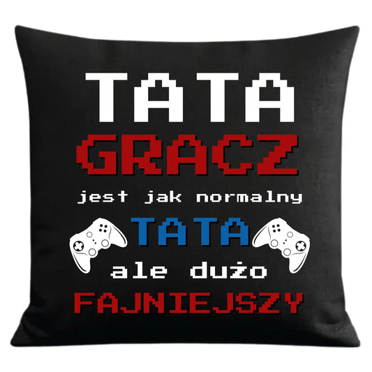 Prezent dla taty czarna poduszka dekoracyjna z nadrukiem