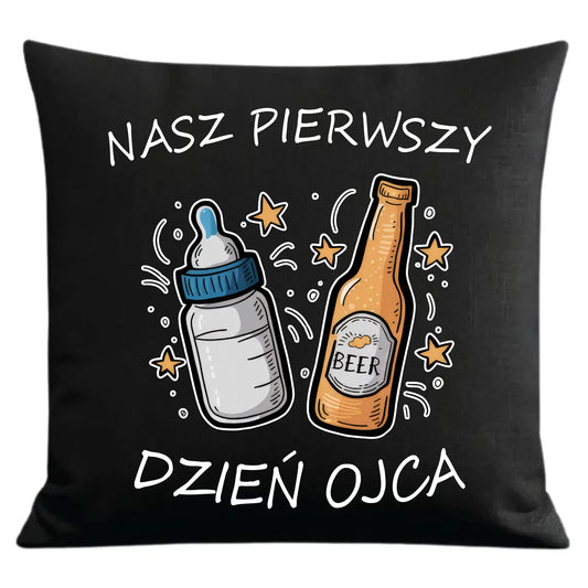 Prezent dla taty czarna poduszka dekoracyjna z nadrukiem