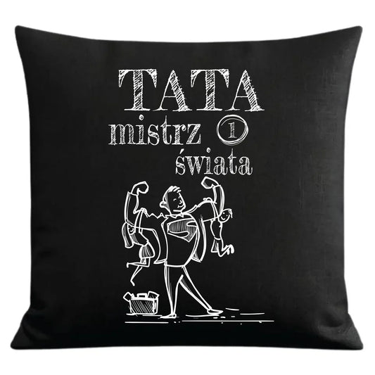 Prezent dla taty czarna poduszka dekoracyjna z nadrukiem
