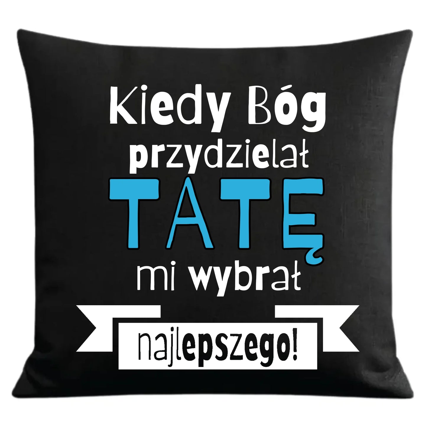 Prezent dla taty czarna poduszka dekoracyjna z nadrukiem