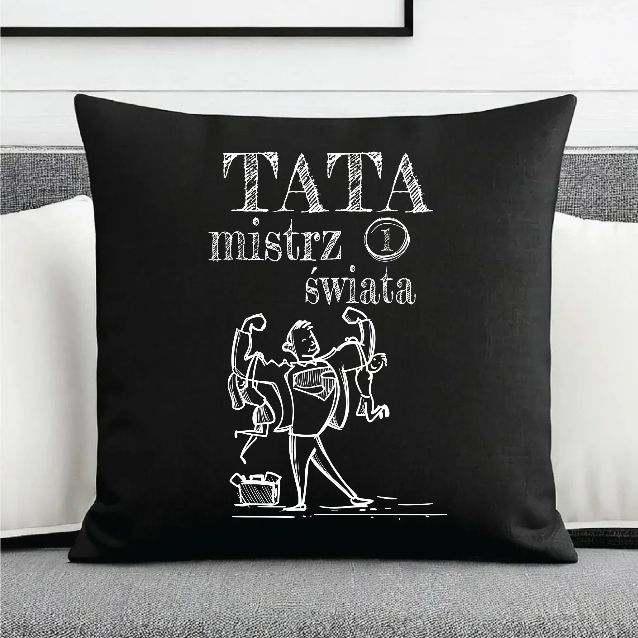 Tata mistrz świata | Poduszka dekoracyjna na prezent dla taty DT36 - StoryCups.pl