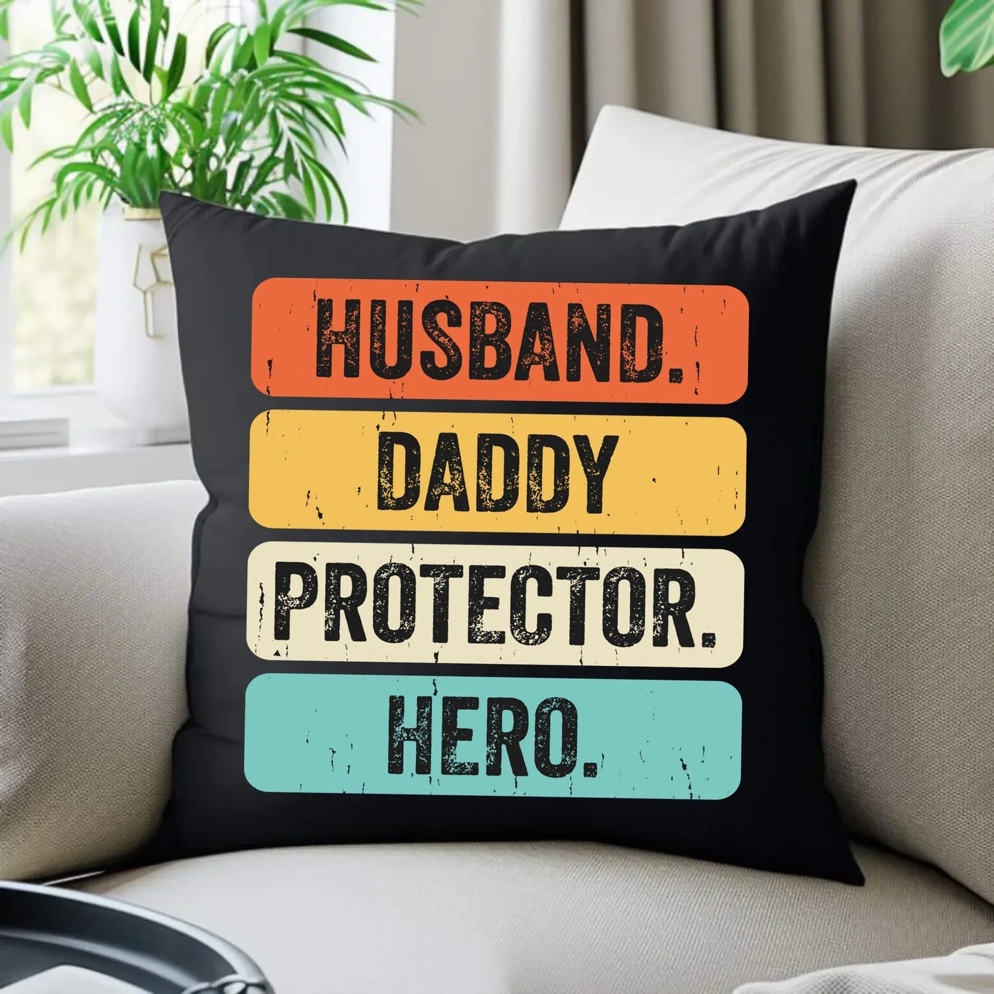 Husband daddy protector hero | Poduszka dekoracyjna dla taty DT05 - StoryCups.pl