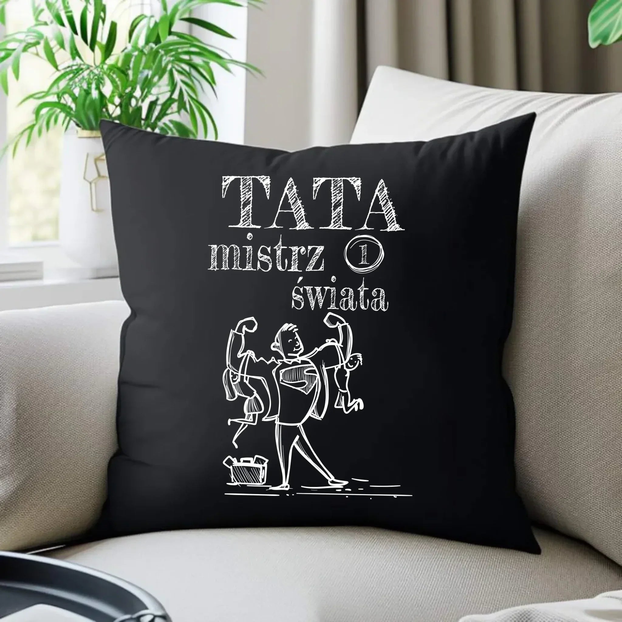 Tata mistrz świata | Poduszka dekoracyjna na prezent dla taty DT36 - StoryCups.pl
