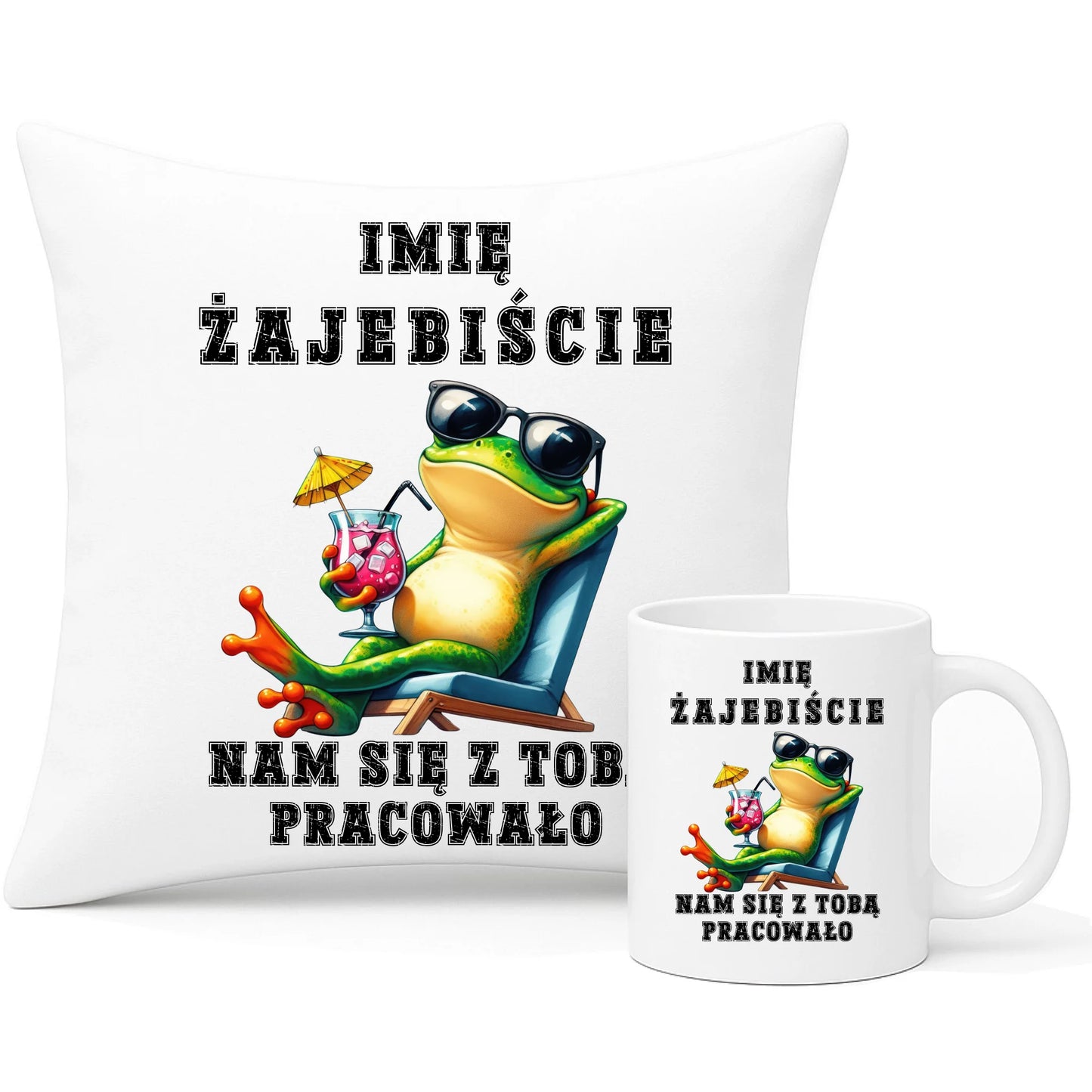 Zestaw prezentowy na odejście z pracy awans poduszka i kubek