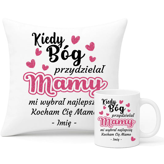 Wyjątkowy prezent dla mamy zestaw poduszka i kubek