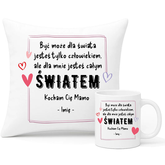Wyjątkowy prezent dla mamy zestaw poduszka i kubek