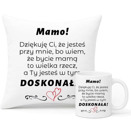 Wyjątkowy prezent dla mamy zestaw poduszka i kubek