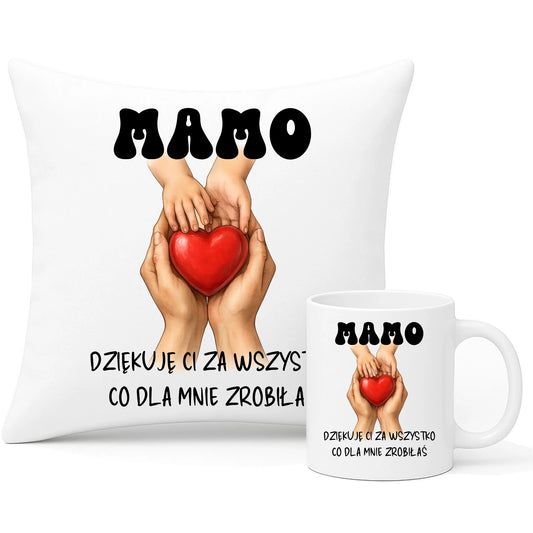 Wyjątkowy prezent dla mamy zestaw poduszka i kubek