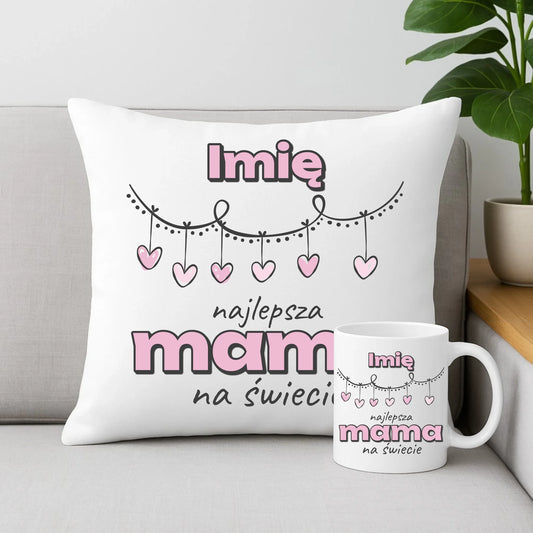 Zestaw prezentowy dla mamy poduszka i kubek z nadrukiem Dzień Matki