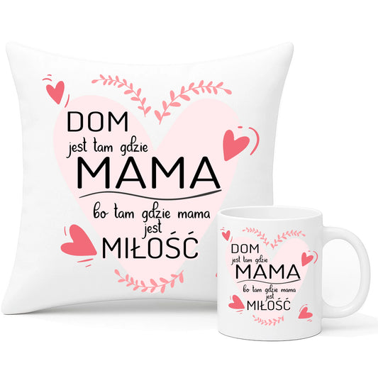 Wyjątkowy prezent dla mamy zestaw poduszka i kubek