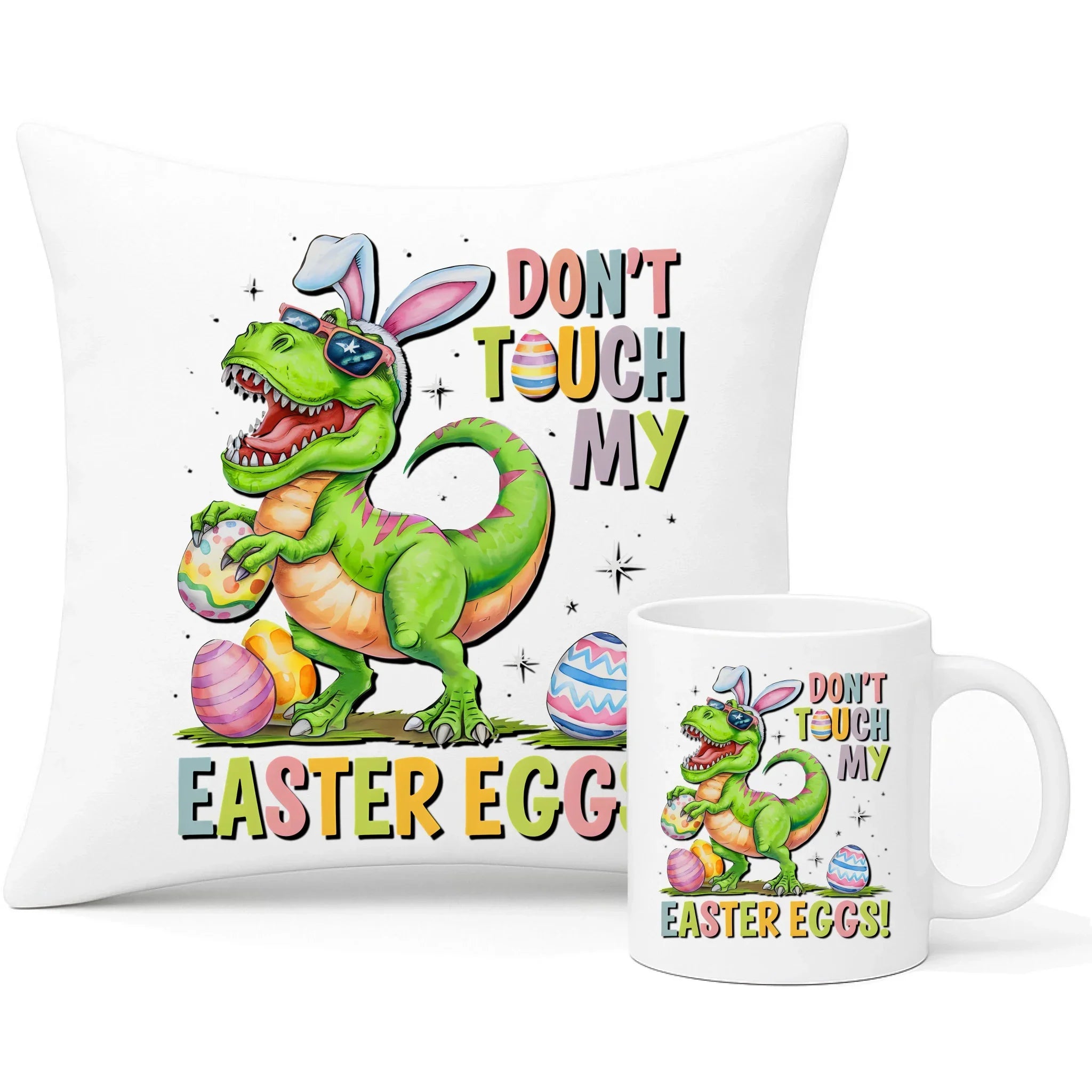 Don't touch my easter eggs | Zestaw poduszka i kubek Wielkanocny WN34 - StoryCups.pl