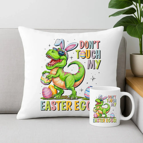 Don't touch my easter eggs | Zestaw poduszka i kubek Wielkanocny WN34 - StoryCups.pl