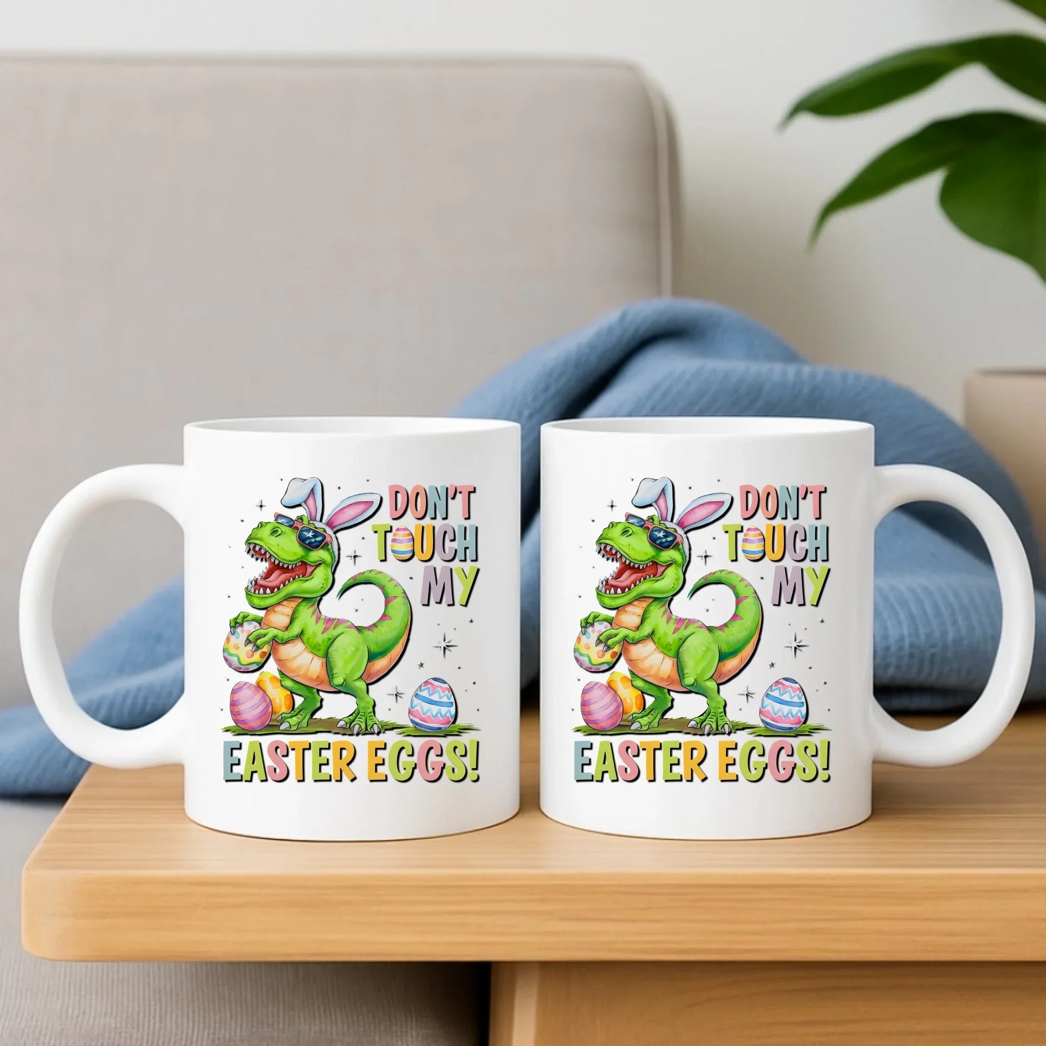 Don't touch my easter eggs | Zestaw poduszka i kubek Wielkanocny WN34 - StoryCups.pl