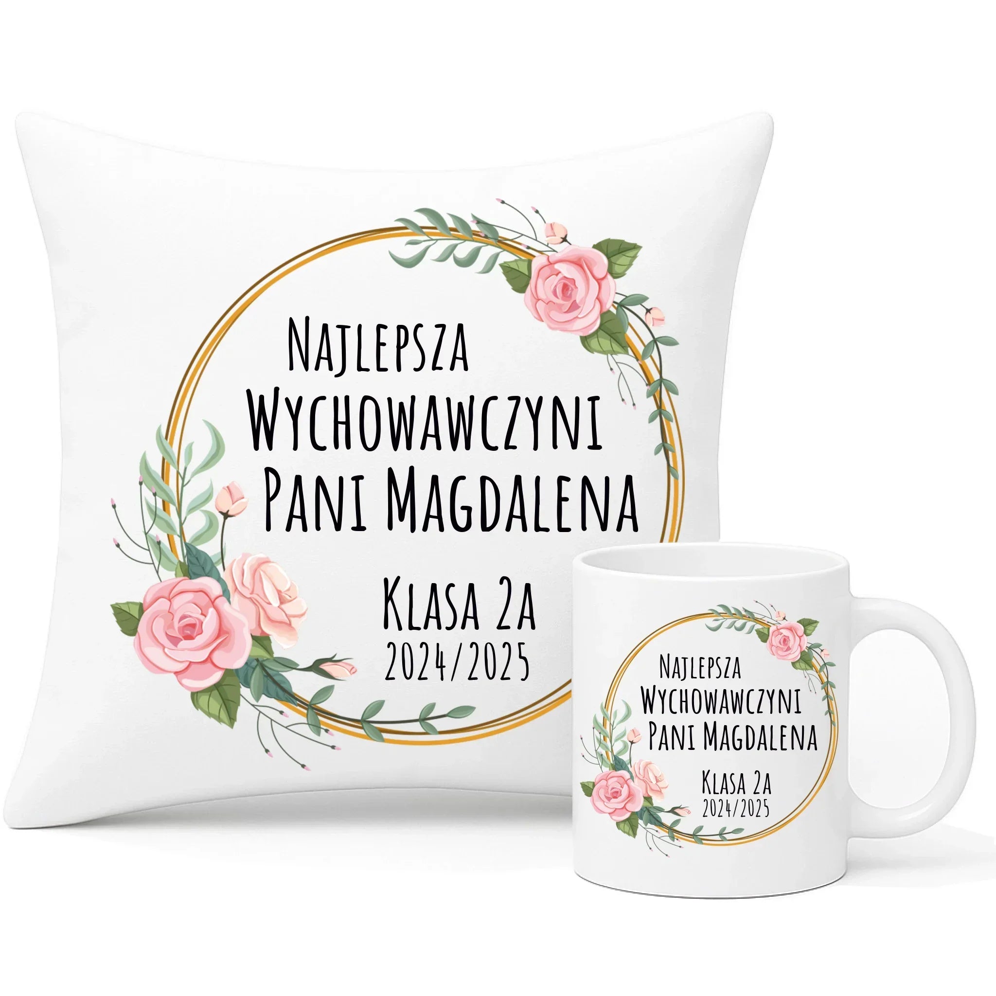 Najlepsza Wychowawczyni personalizacja | Zestaw poduszka i kubek dla nauczyciela N02 - StoryCups.pl