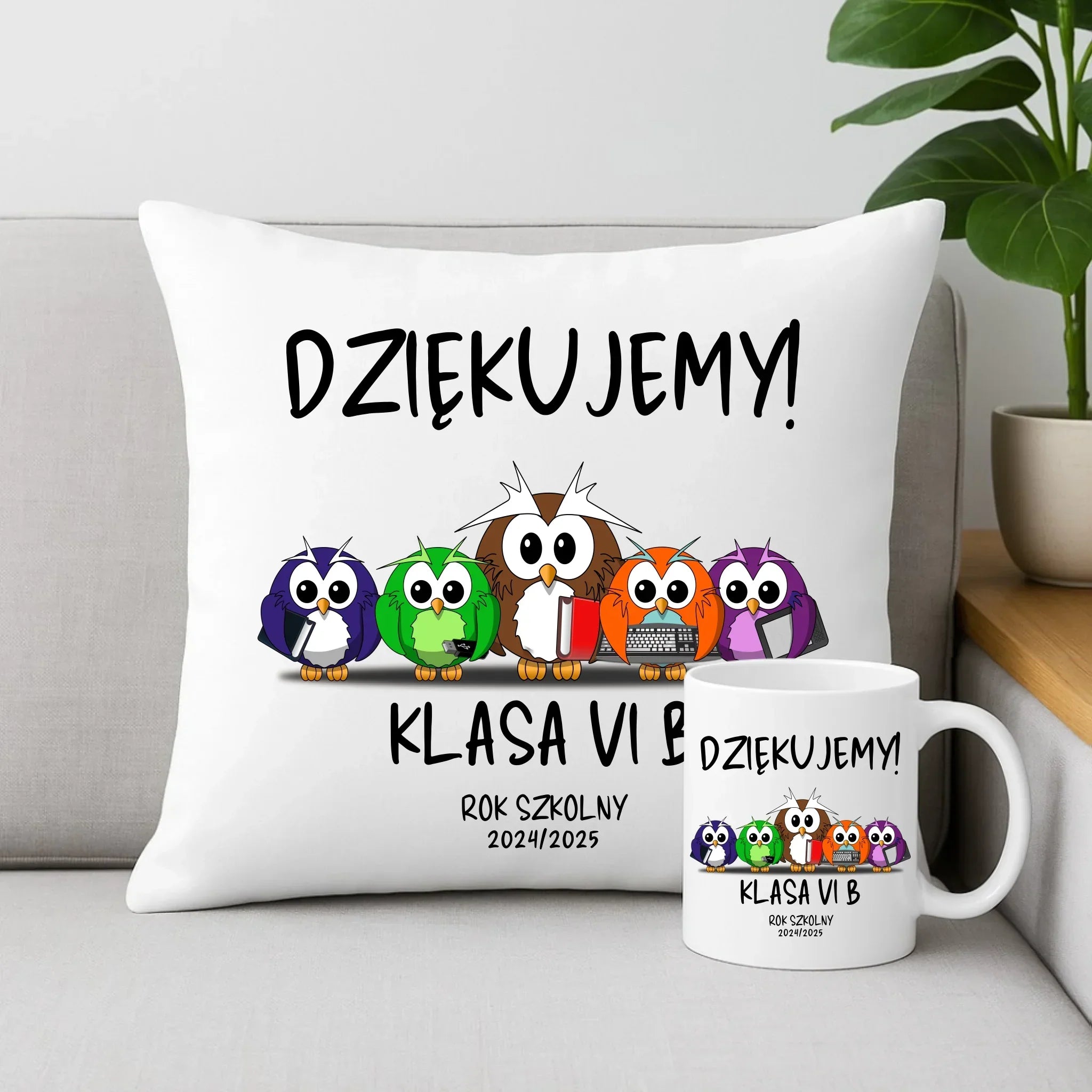 Dziękujemy | Zestaw poduszka i kubek dla nauczyciela N04 - StoryCups.pl