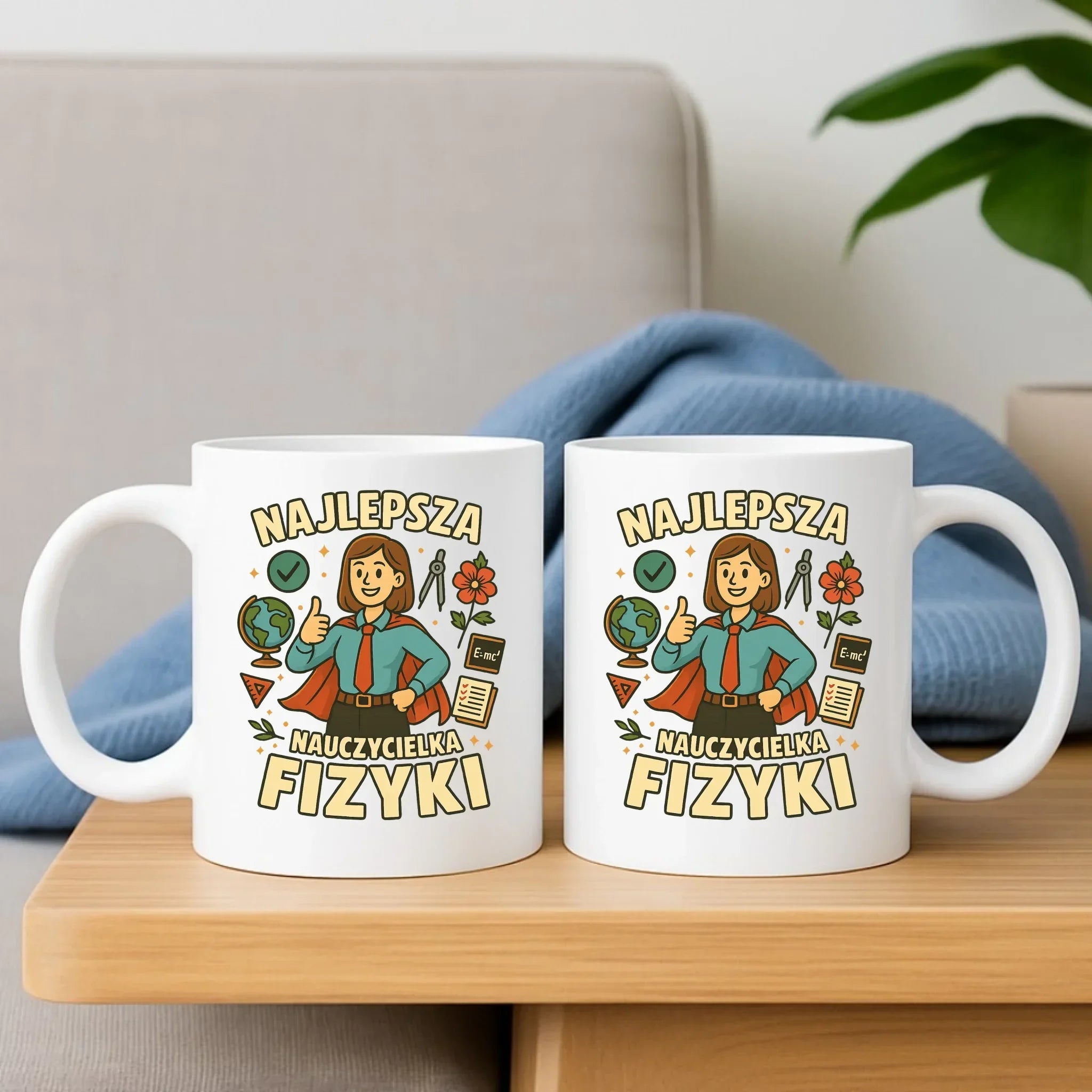 Najlepsza nauczycielka fizyki | Zestaw poduszka i kubek na prezent N23 - StoryCups.pl