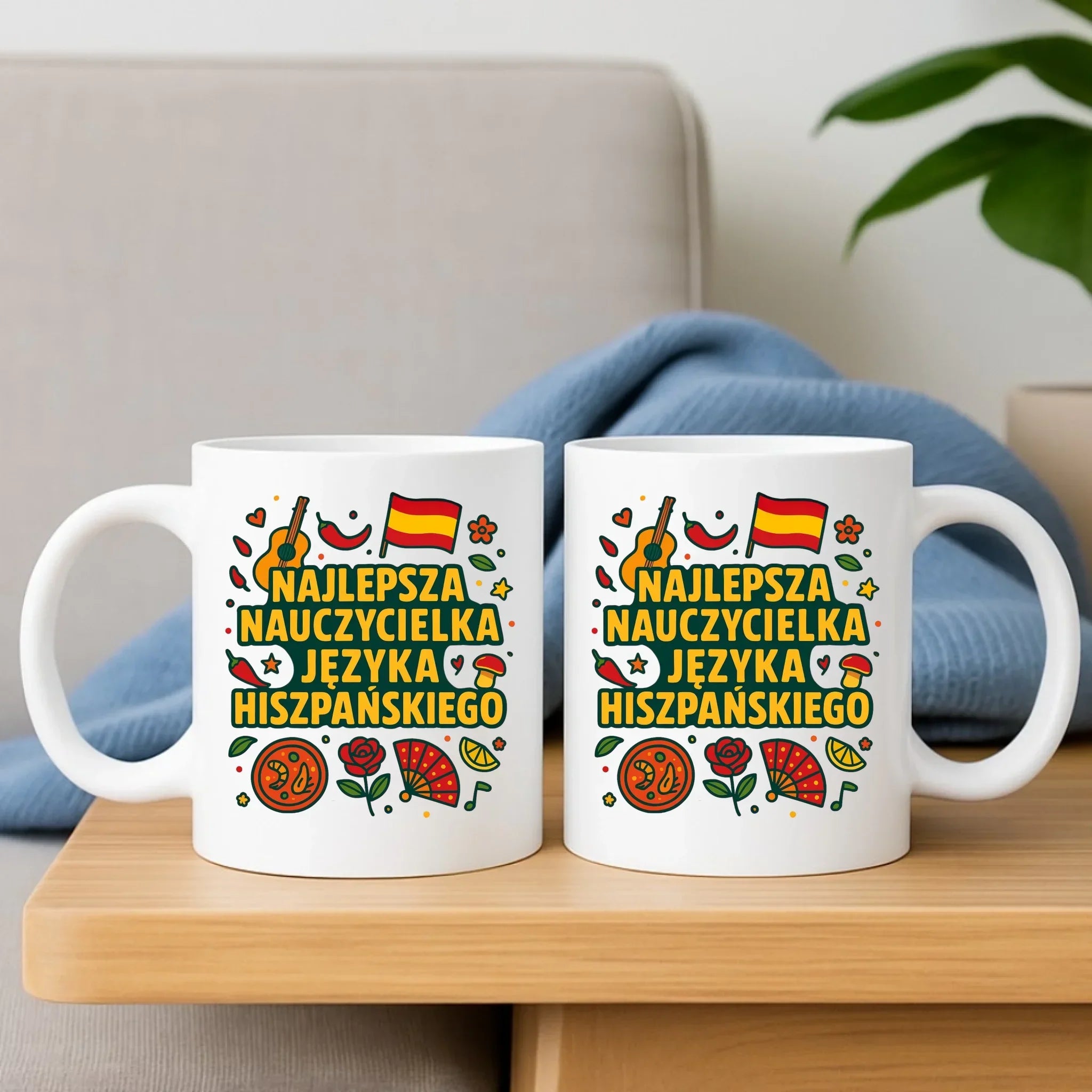 Nauczycielka języka hiszpańskiego | Zestaw poduszka i kubek na prezent N55 - StoryCups.pl
