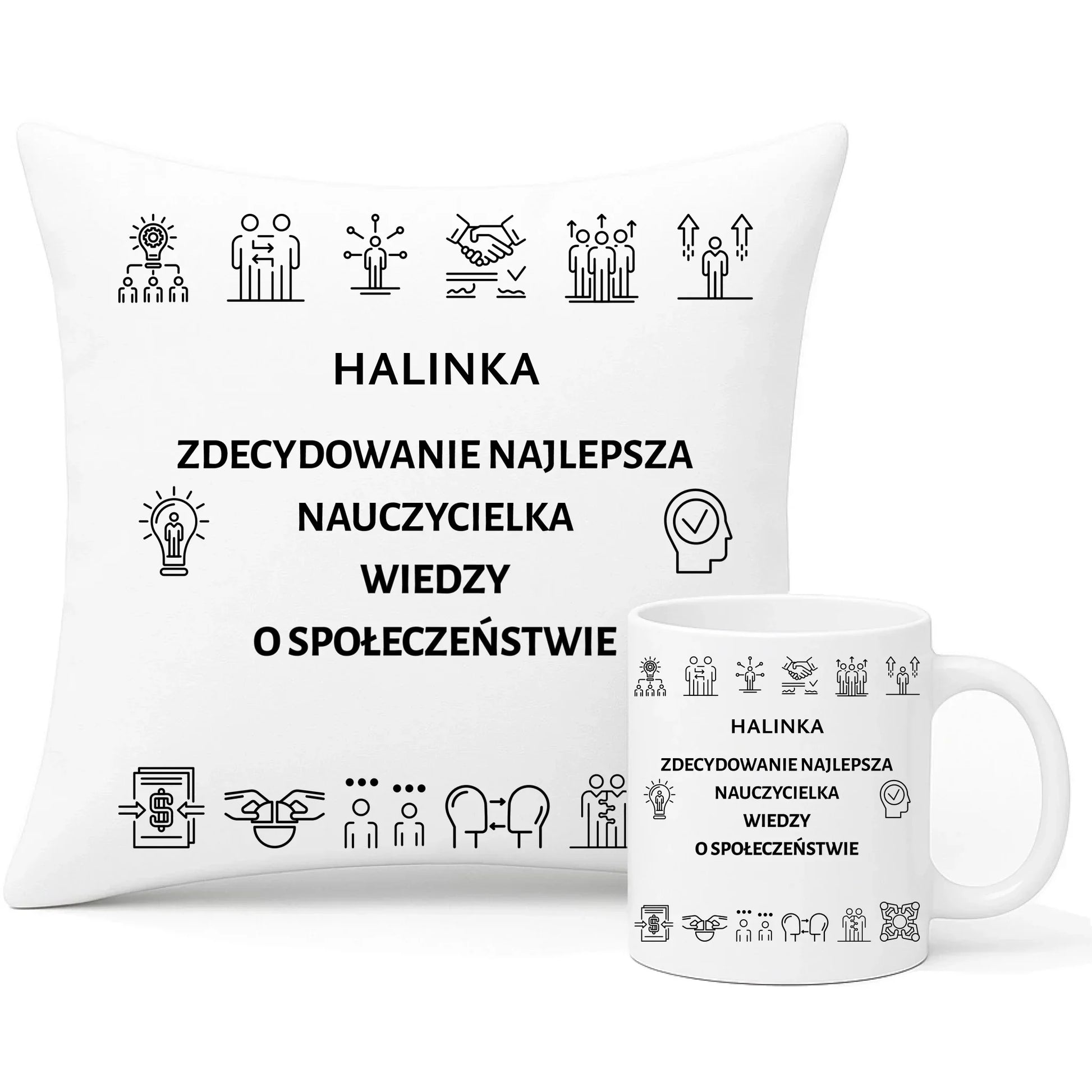 Zestaw prezentowy dla nauczyciela poduszka i kubek