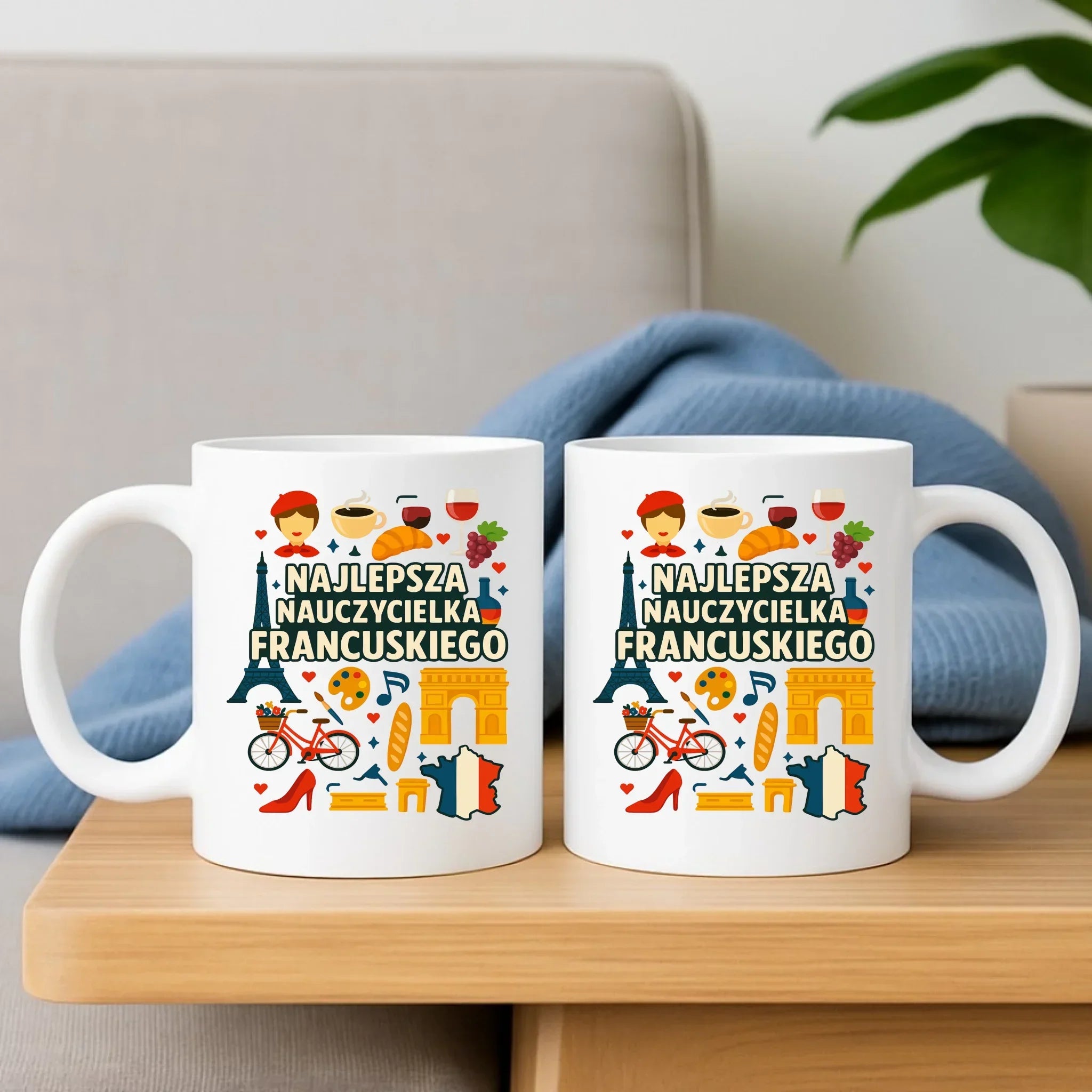 Nauczycielka języka francuskiego | Zestaw poduszka i kubek na prezent N58 - StoryCups.pl