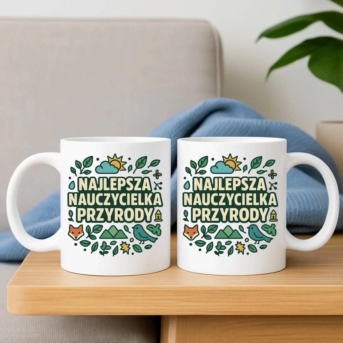 Najlepsza nauczycielka przyrody | Zestaw poduszka i kubek na prezent N64 - StoryCups.pl
