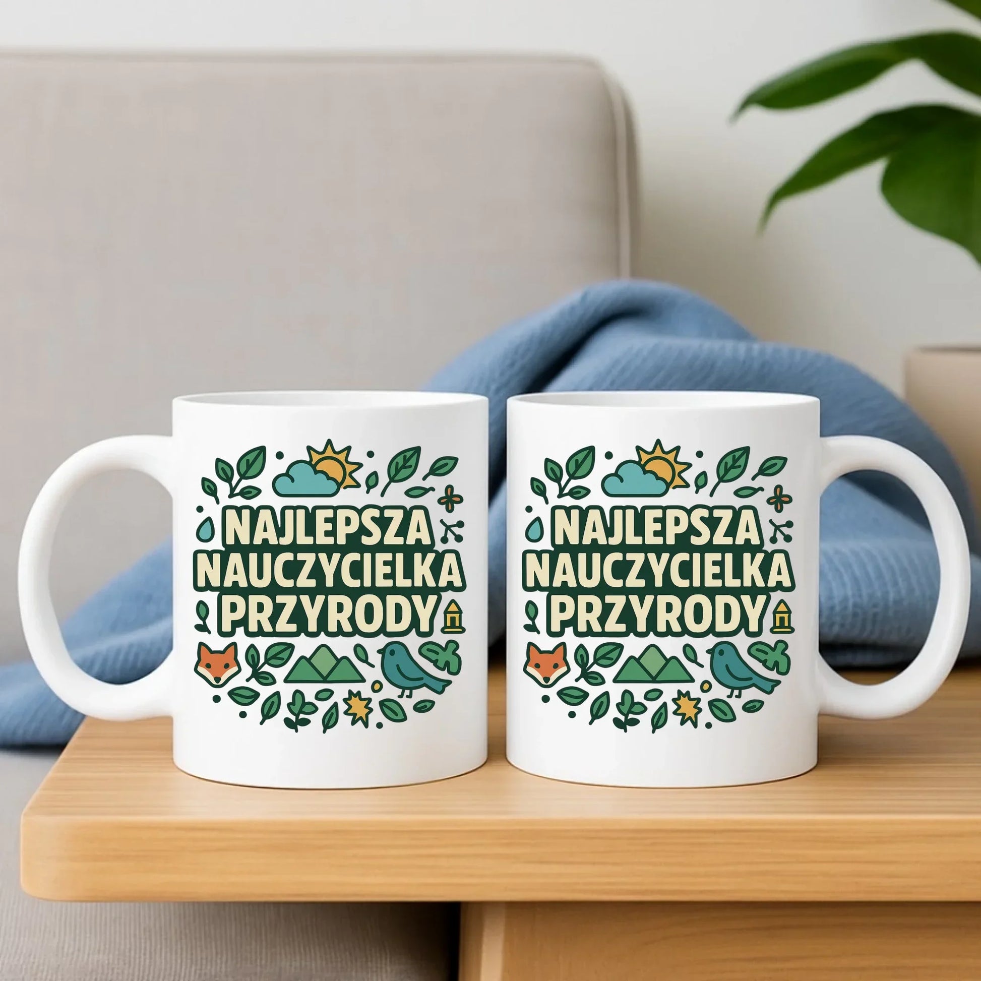 Najlepsza nauczycielka przyrody | Zestaw poduszka i kubek na prezent N64 - StoryCups.pl
