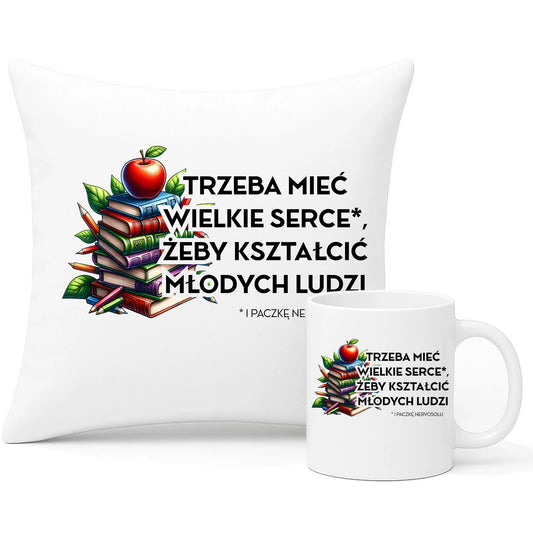 Zestaw prezentowy dla nauczyciela poduszka i kubek