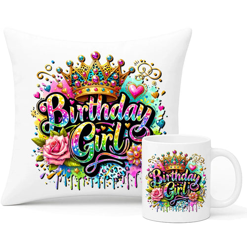 Birthday Girl | Zestaw poduszka i kubek na urodziny U34 - StoryCups.pl
