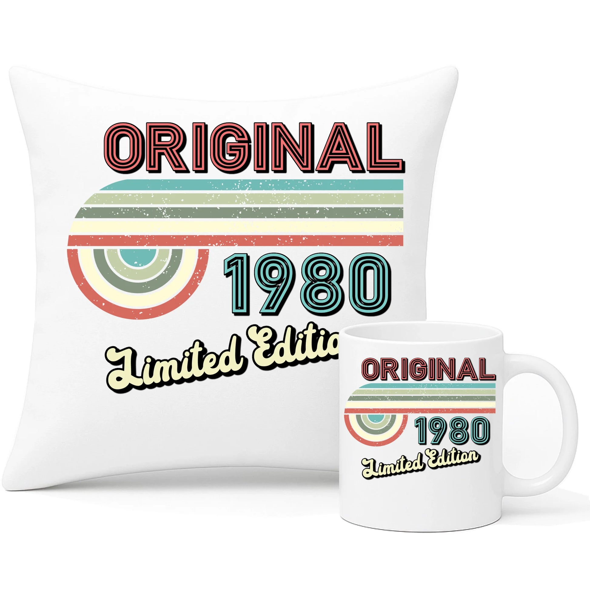 Edycja limitowana 80' rok urodzenia | Zestaw poduszka i kubek na urodziny U31 - StoryCups.pl