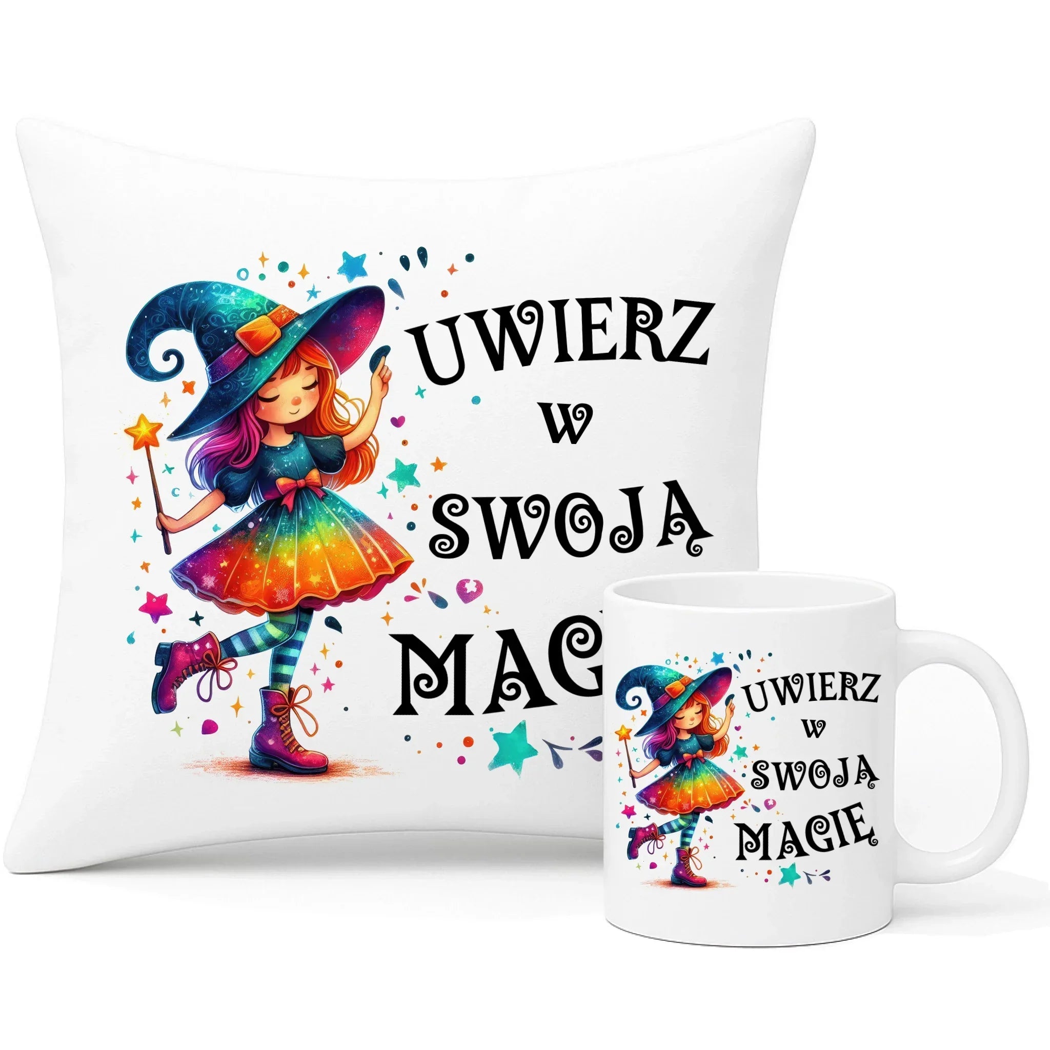 Uwierz w swoją magię wróżka | Zestaw poduszka i kubek dla dziecka DD16 - StoryCups.pl