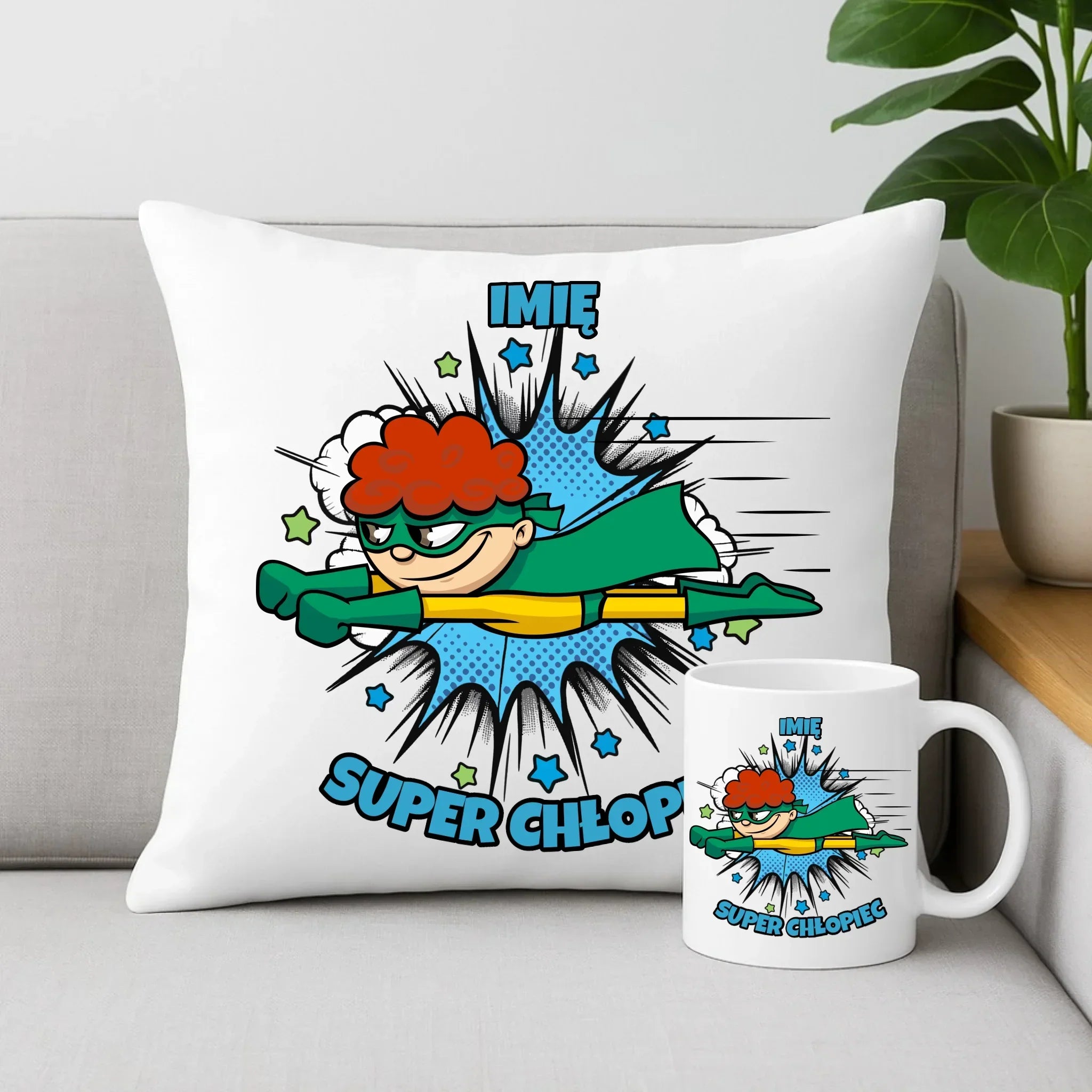 Super Chłopiec | Zestaw poduszka i kubek dla dziecka DD18 - StoryCups.pl