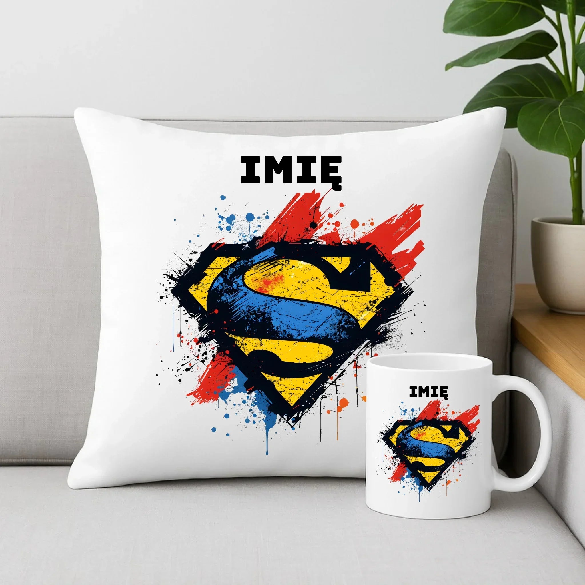Superboahter | Zestaw poduszka i kubek dla dziecka DD03 - StoryCups.pl