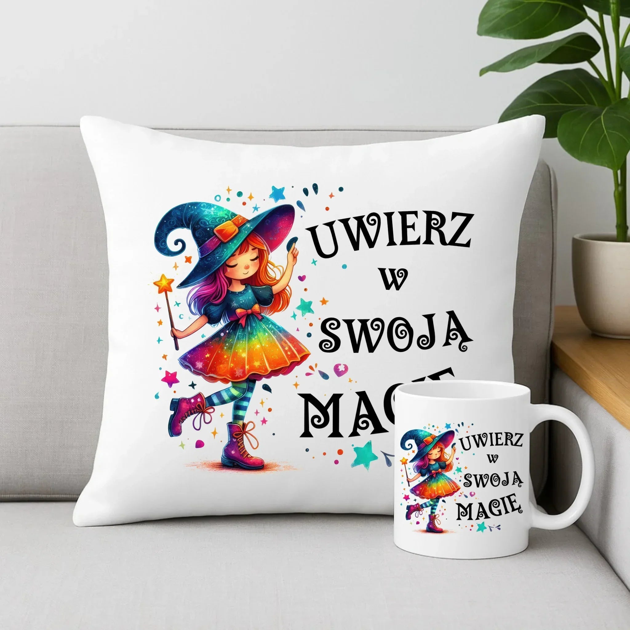 Uwierz w swoją magię wróżka | Zestaw poduszka i kubek dla dziecka DD16 - StoryCups.pl