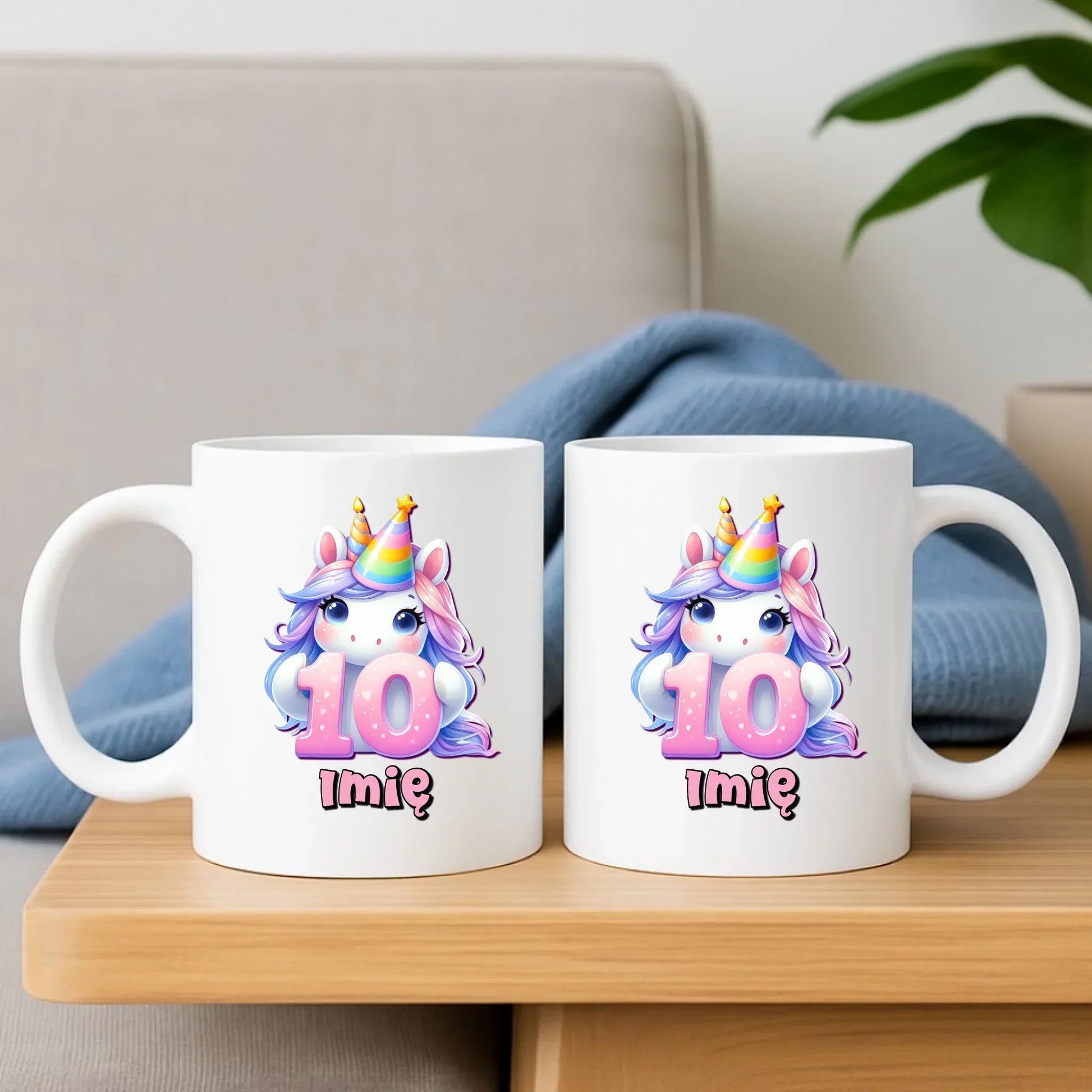 Jednorożec | Zestaw poduszka i kubek na 10. urodziny dla dziewczynki U54 - StoryCups.pl