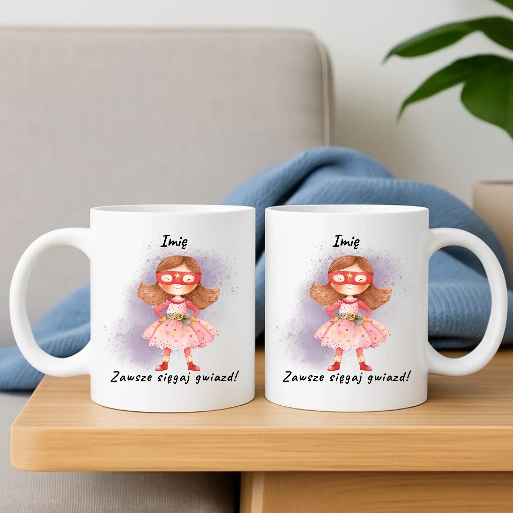 Zawsze sięgaj gwiazd | Zestaw poduszka i kubek dla dziewczynki DD07 - StoryCups.pl