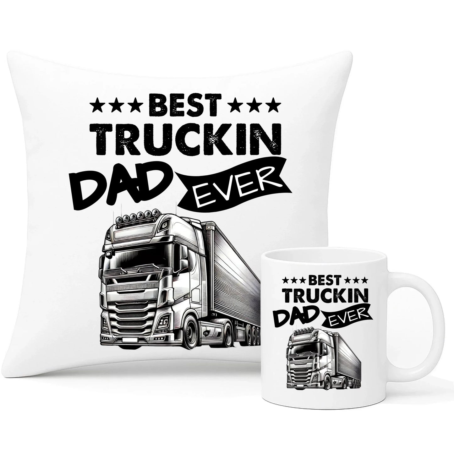 Best truckin dad ever | Zestaw poduszka i kubek dla kierowcy tira ZKT09 - StoryCups.pl