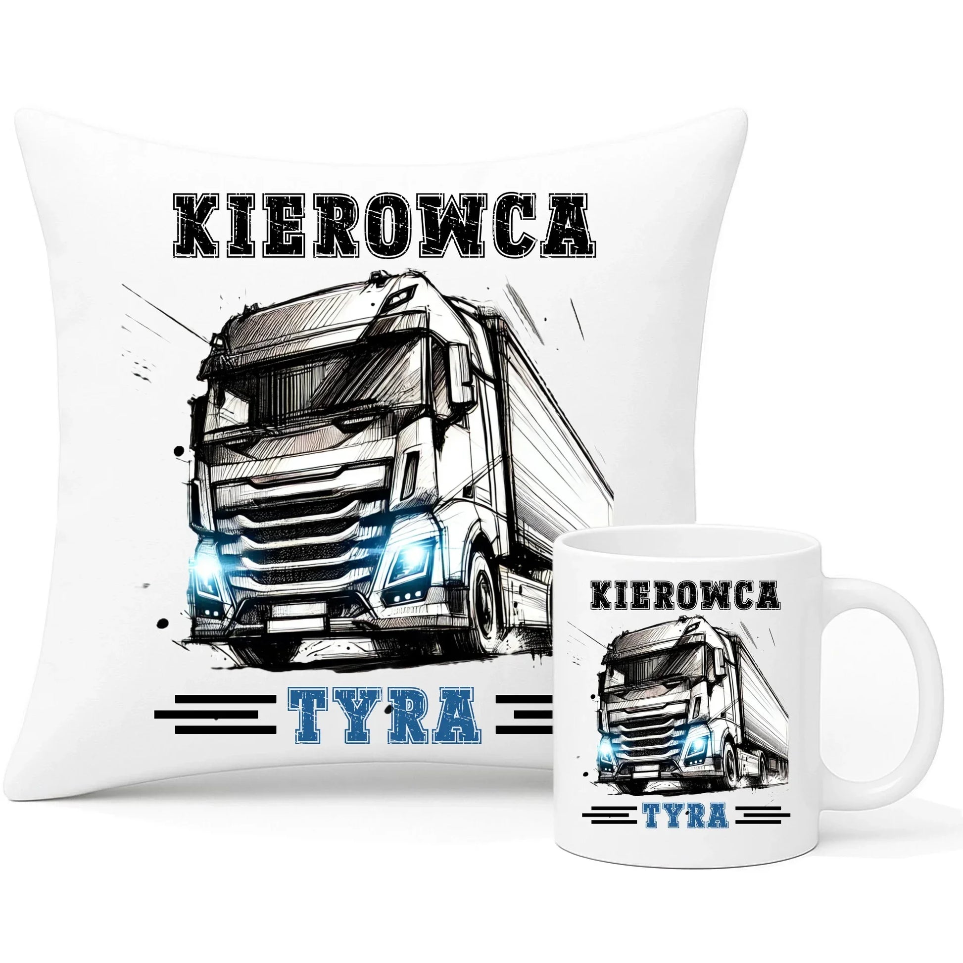 Kierowca tyra | Zestaw poduszka i kubek dla kierowcy tira ZKT07 - StoryCups.pl