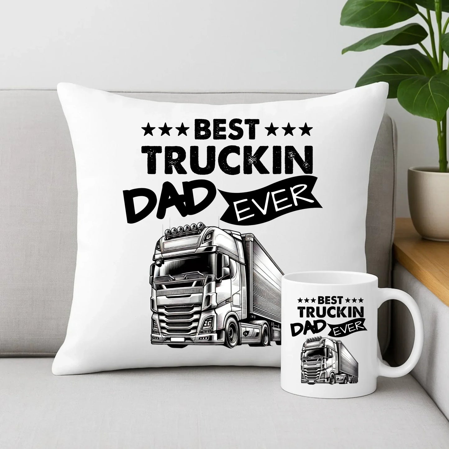 Best truckin dad ever | Zestaw poduszka i kubek dla kierowcy tira ZKT09 - StoryCups.pl
