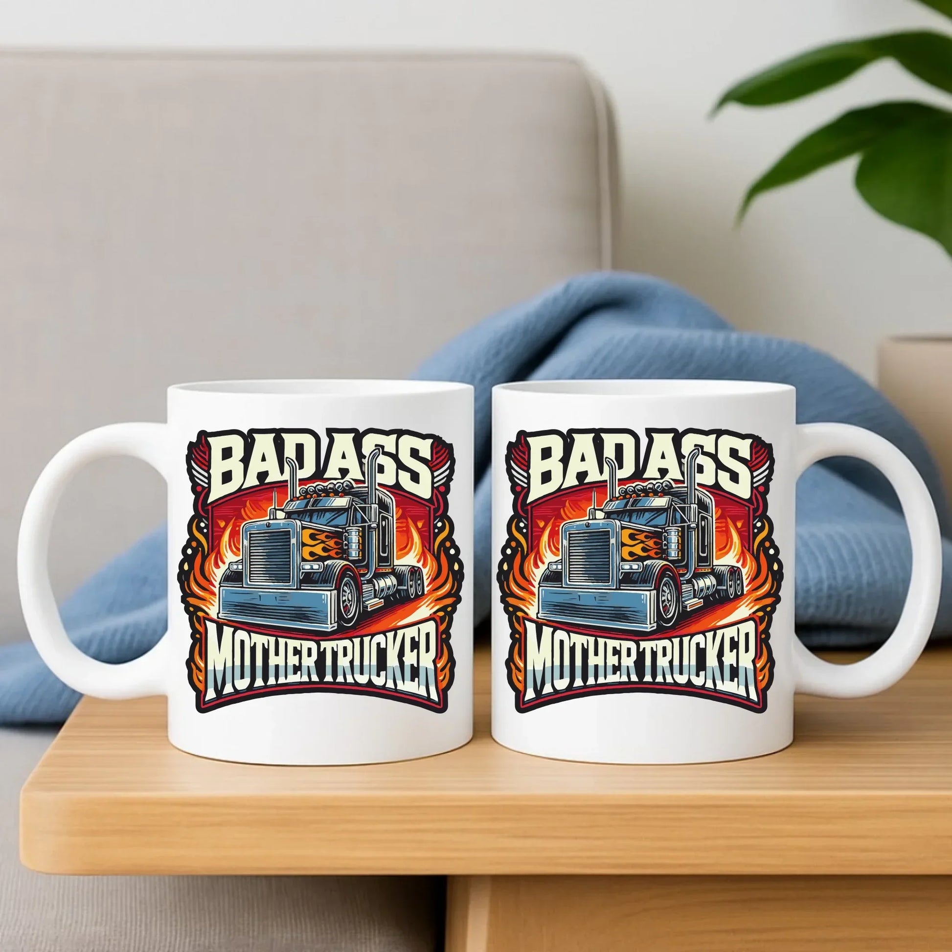 Badass Mother Trucker | Zestaw poduszka i kubek dla kierowcy tira ZKT04 - StoryCups.pl