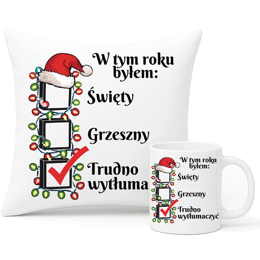 Poduszka i kubek świąteczny zestaw prezent Mikołajki