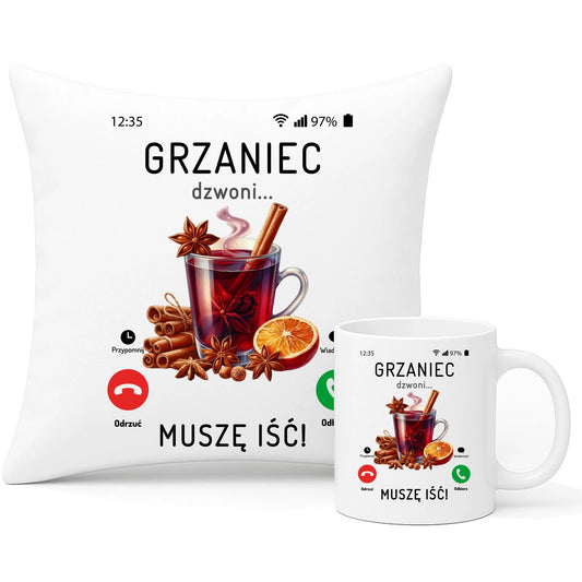 Poduszka i kubek świąteczny zestaw prezent Mikołajki