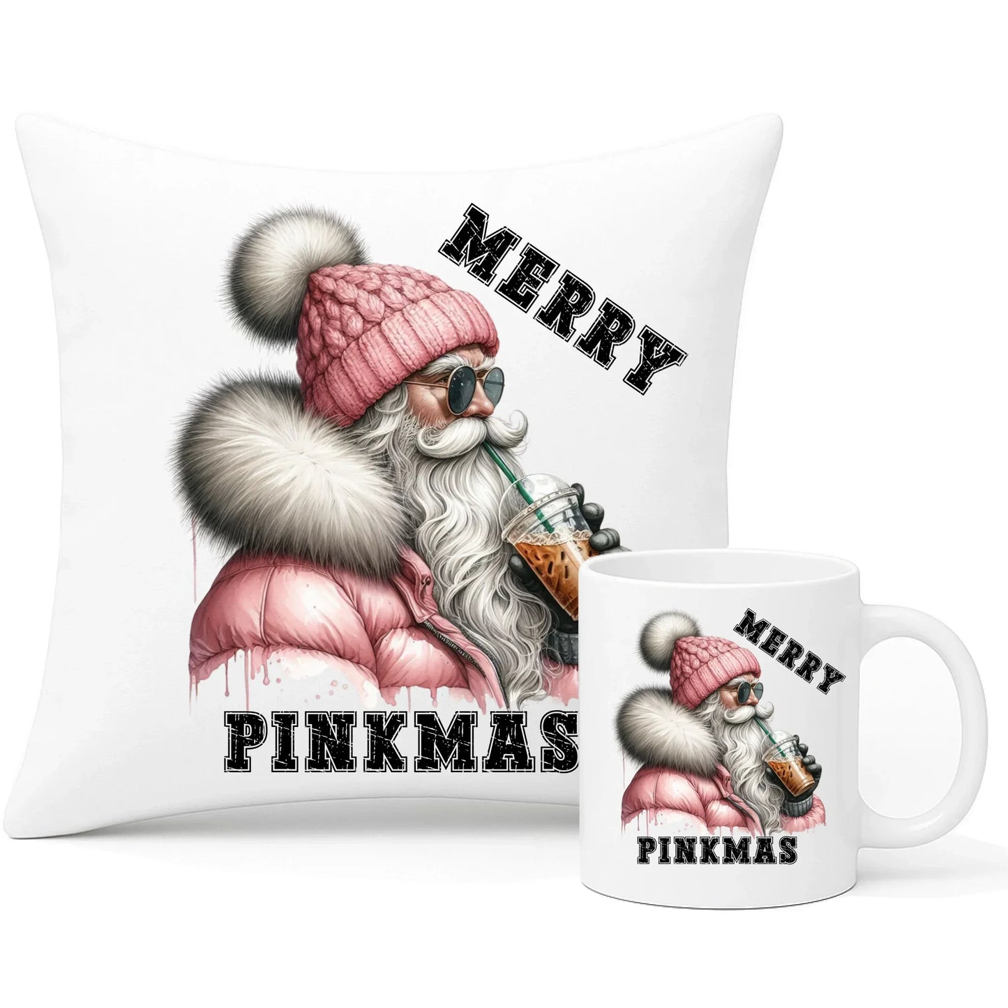 Merry pinkmas | Zestaw poduszka i kubek na święta BN117 - StoryCups.pl