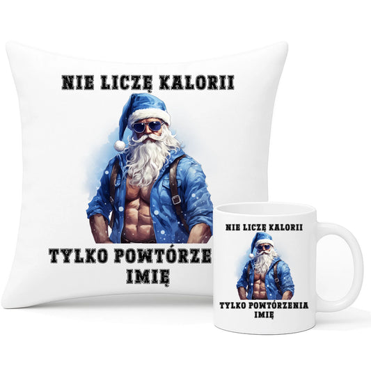 Poduszka i kubek świąteczny zestaw prezent Mikołajki