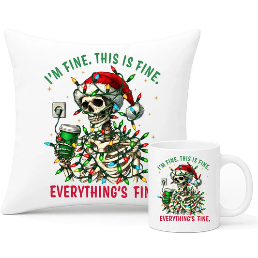 Everything's fine | Świąteczny zestaw poduszka i kubek BN55 - StoryCups.pl