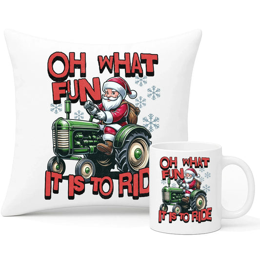 Oh what fun it is to ride | Świąteczny zestaw poduszka i kubek BN48 - StoryCups.pl