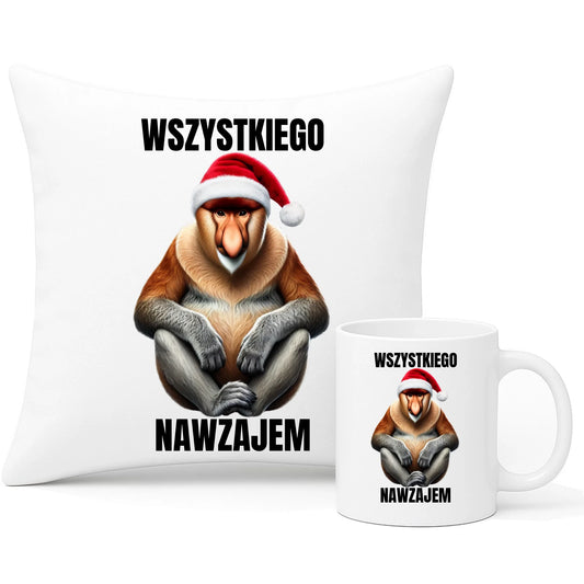 Poduszka i kubek świąteczny zestaw prezent Mikołajki