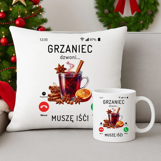 Świąteczny zestaw na prezent pod choinkę poduszka i kubek