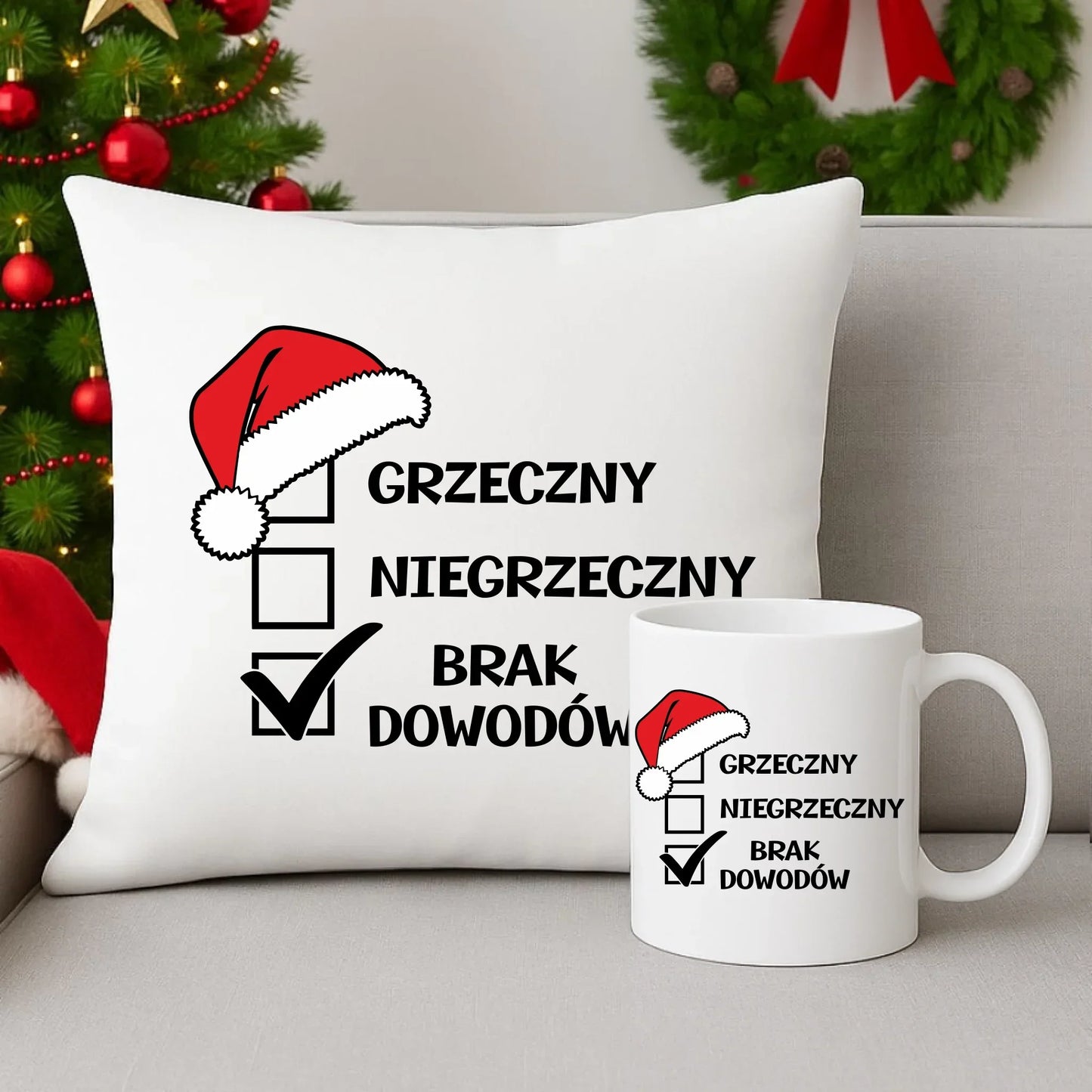 Brak dowodów | Świąteczny zestaw poduszka i kubek BN99 - StoryCups.pl