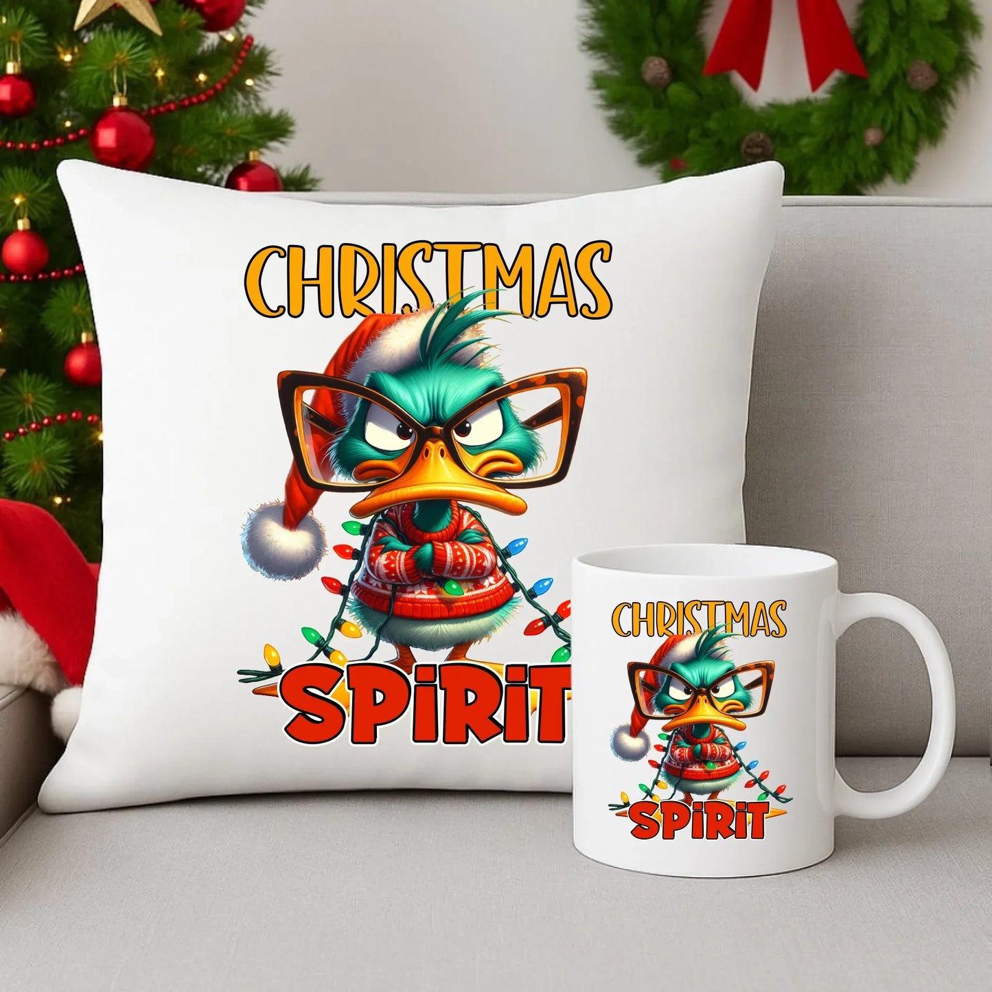 Christmas spirit | Świąteczny zestaw poduszka i kubek BN76 - StoryCups.pl
