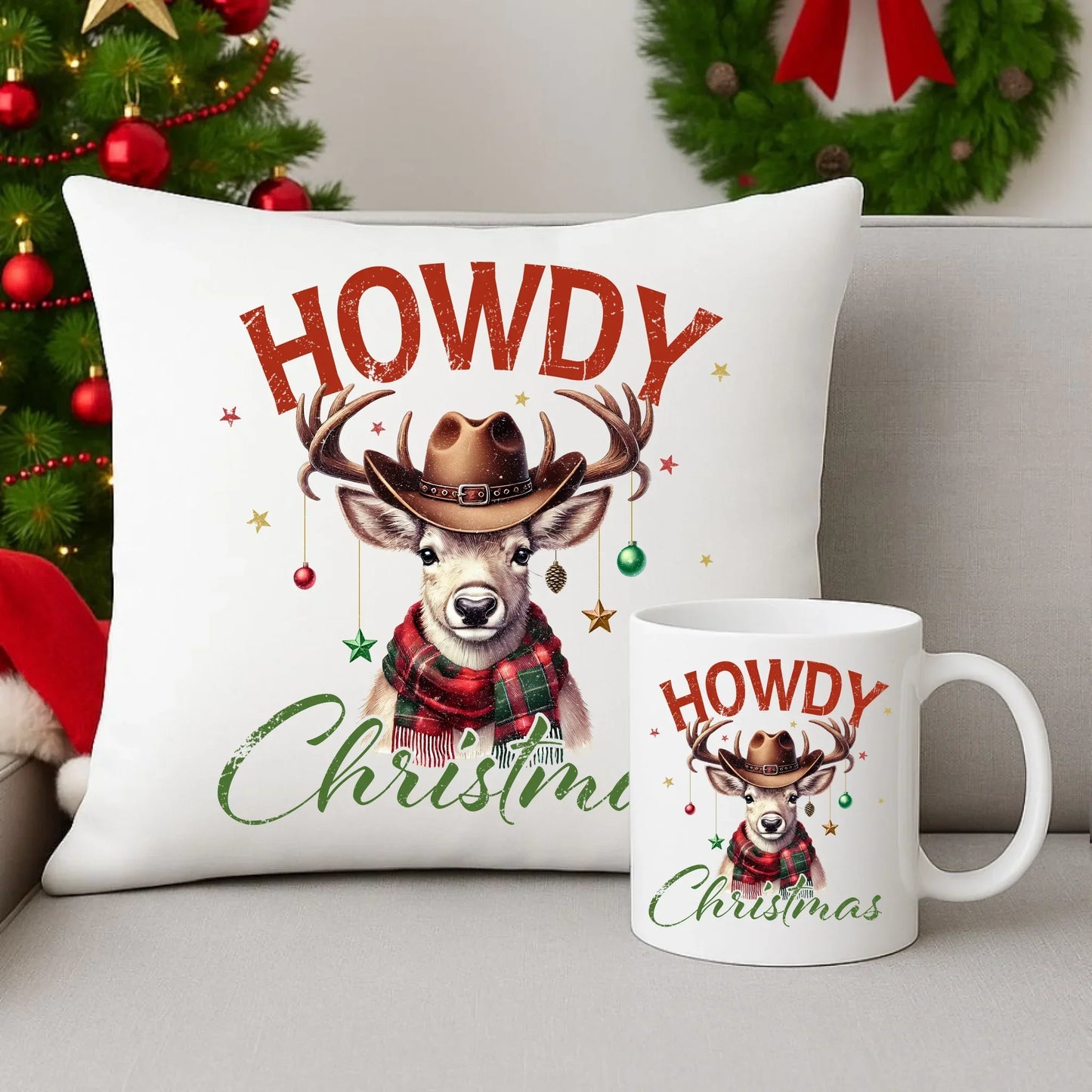 Howdy Christmas | Świąteczny zestaw poduszka i kubek BN54 - StoryCups.pl