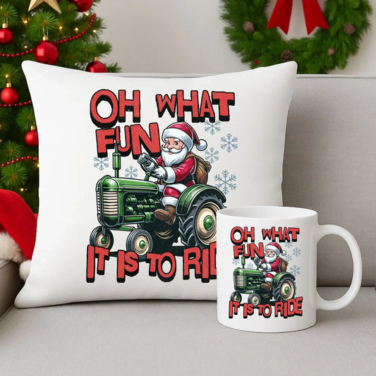 Oh what fun it is to ride | Świąteczny zestaw poduszka i kubek BN48 - StoryCups.pl